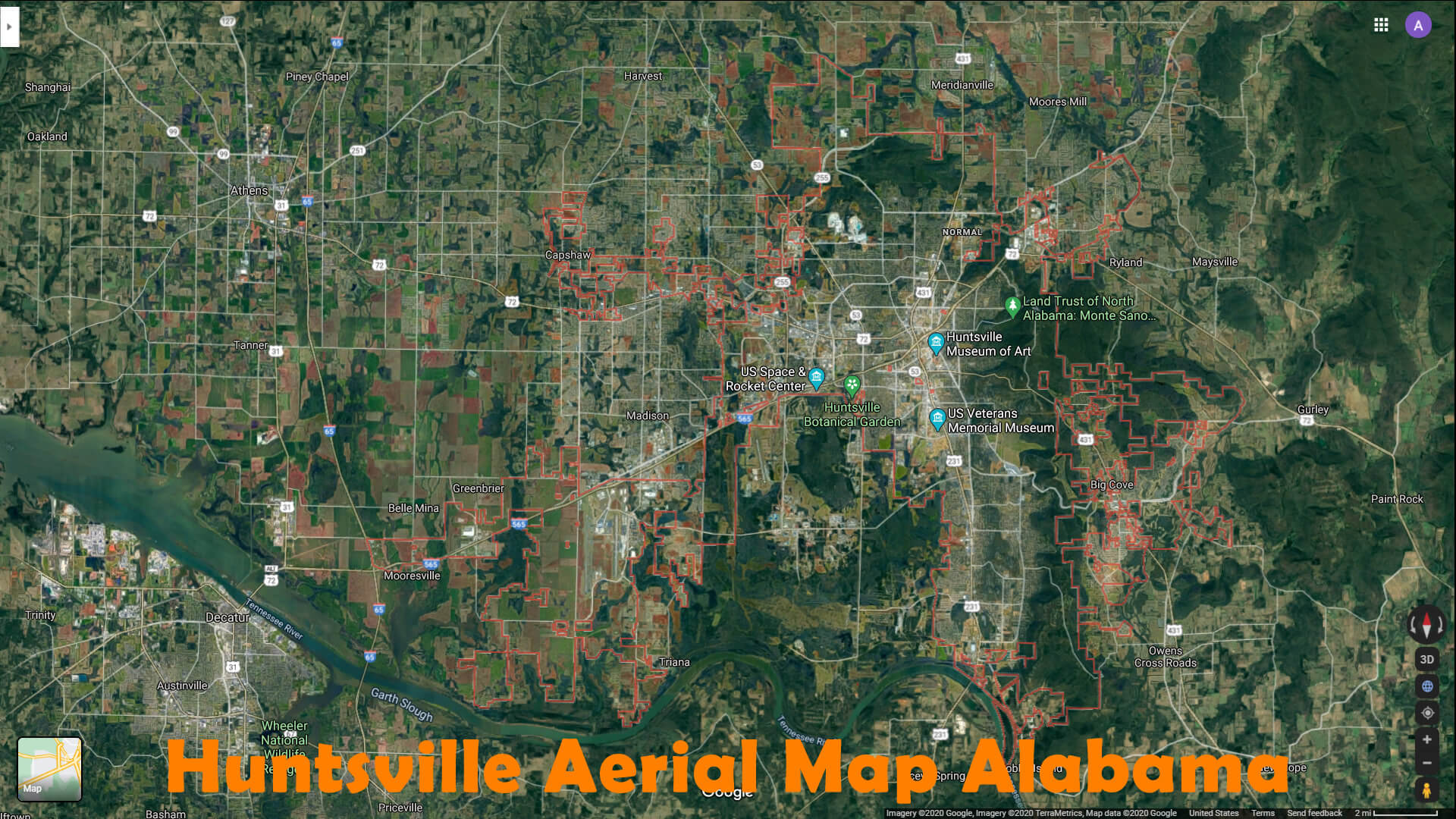 Huntsville Aerial Map Alabama